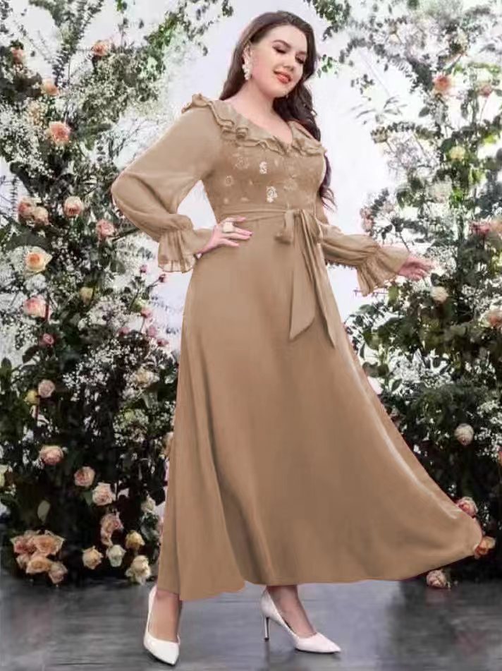 plus size formal dresses philippines FEMME Curves LILA Plus Size Layered Tulle A Line Prom & Formal Dress Dusty Mauve / 22 USA main image 0