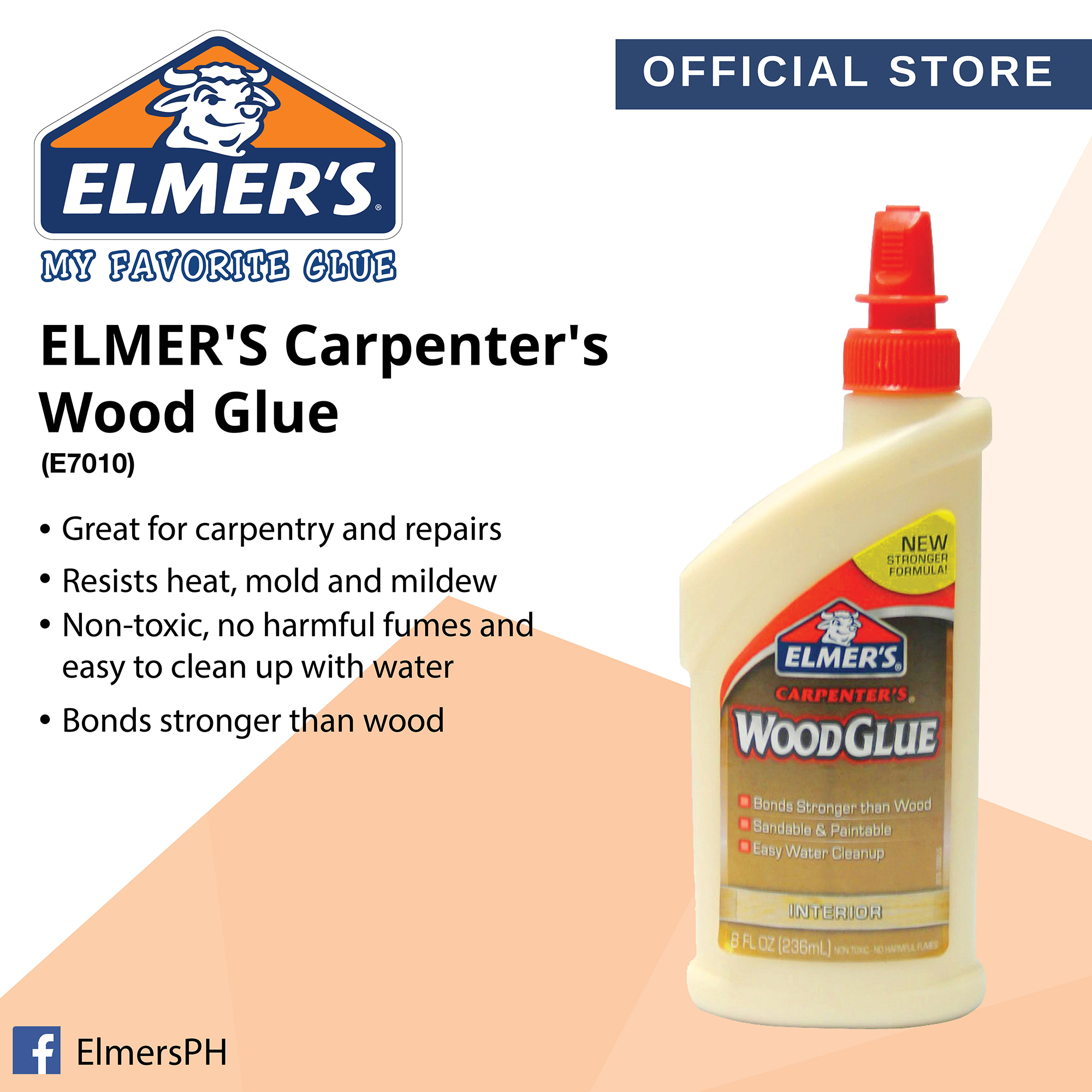 Elmers 8 Oz Carpenter's Interior Wood Glue E7010