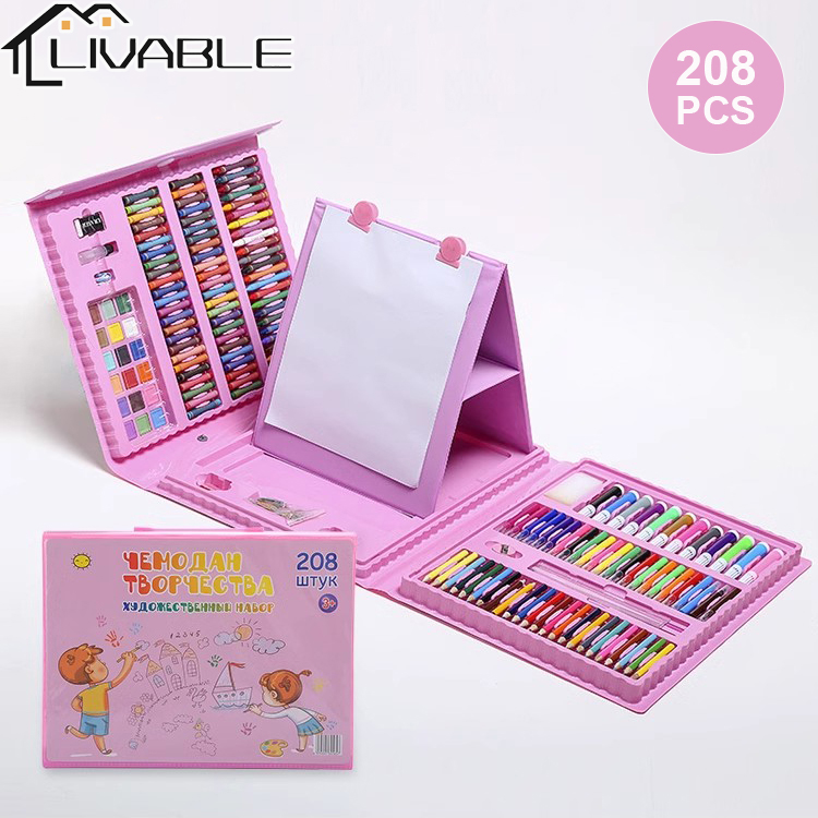 LIVABLE 208 PCS Kids Super Mega Art Coloring Set Painting Set Color Set Water Color Pen Crayon Drawing Set Drawing Pen - Image 2
