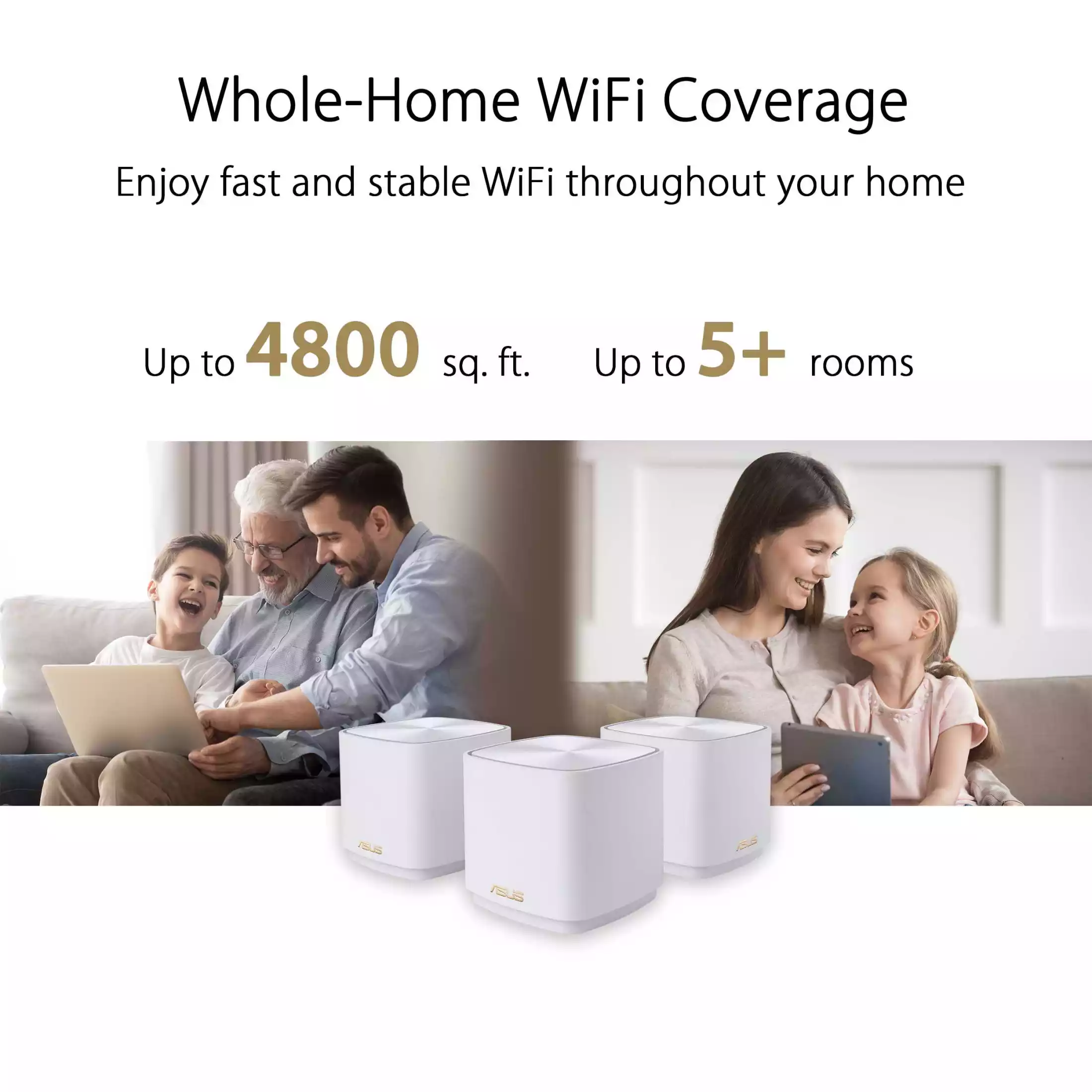 ASUS ZenWiFi AX Mini Mesh WiFi 6 System 2-PACK, Black (AX1800 XD4 2PK) - Whole Home Coverage up to 4800 sq.ft & 5+ rooms, AiMesh, Included Lifetime Internet Security, Easy Setup, Parental Control