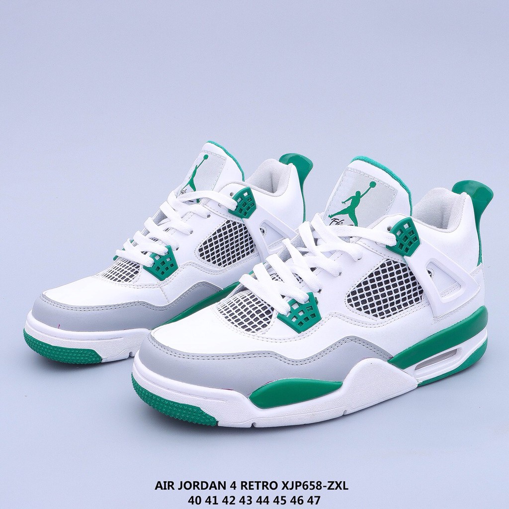 Hot sale Jordan 4 Retro White Grey Green Michael Jordan Basketball shoes |  Lazada PH