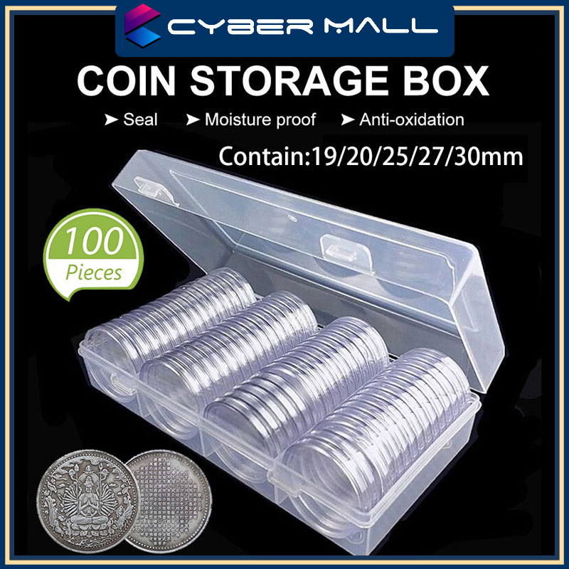 10 Pcs 39mm Coin Capsules,Silver Rounds Coin Case Coin Holder Storage Container with Storage Organizer Box for Coin Collection Supplies 