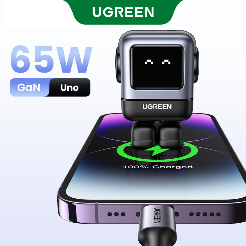 Product photo of UGREEN Uno 65W Robot GaN Charger from its Lazada listing