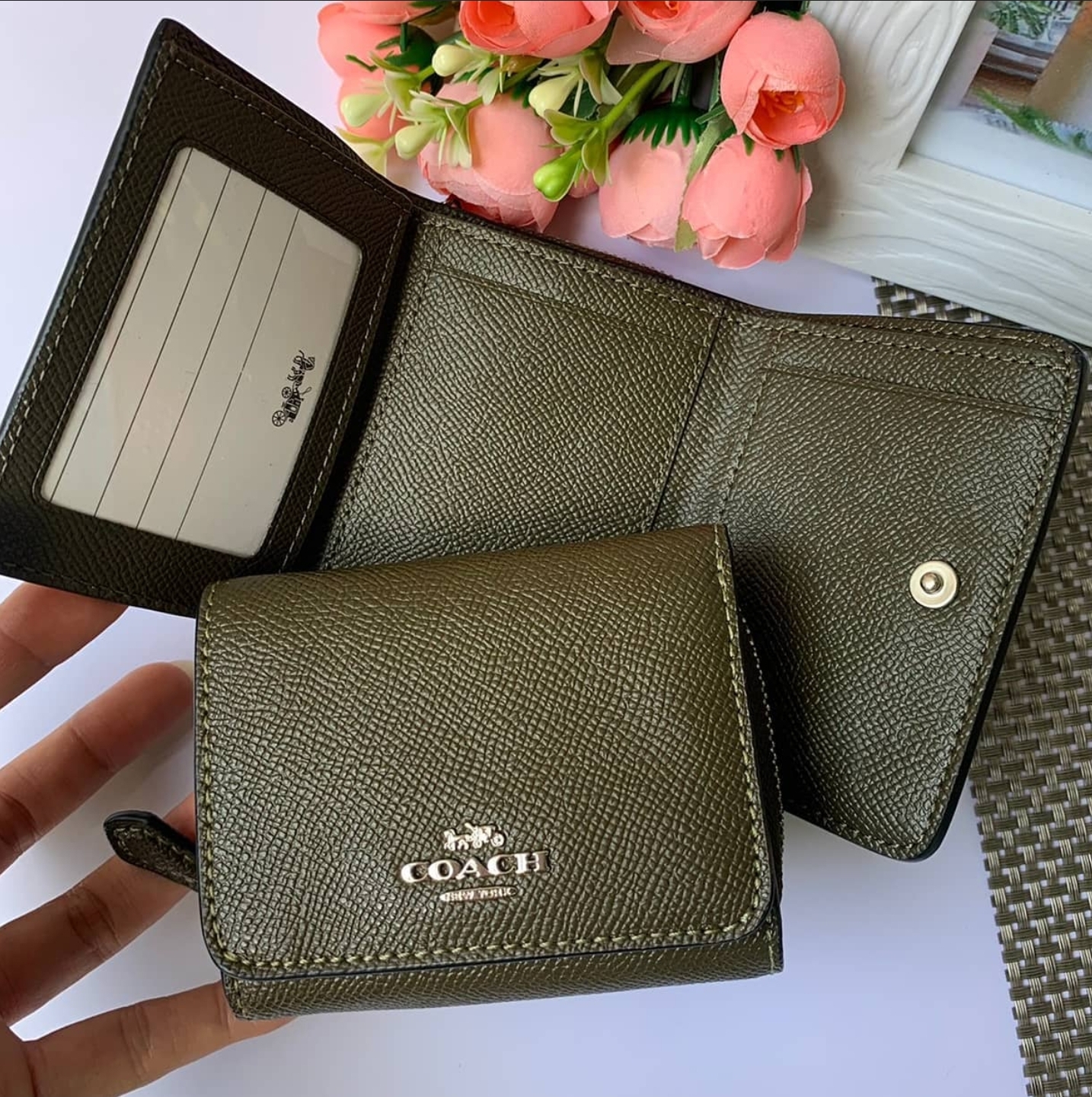 COACH® Outlet  Small Trifold Wallet In Signature Canvas