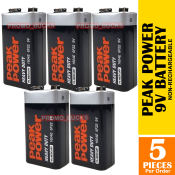 Peak Power Heavy Duty 9V Battery, 5 Pack