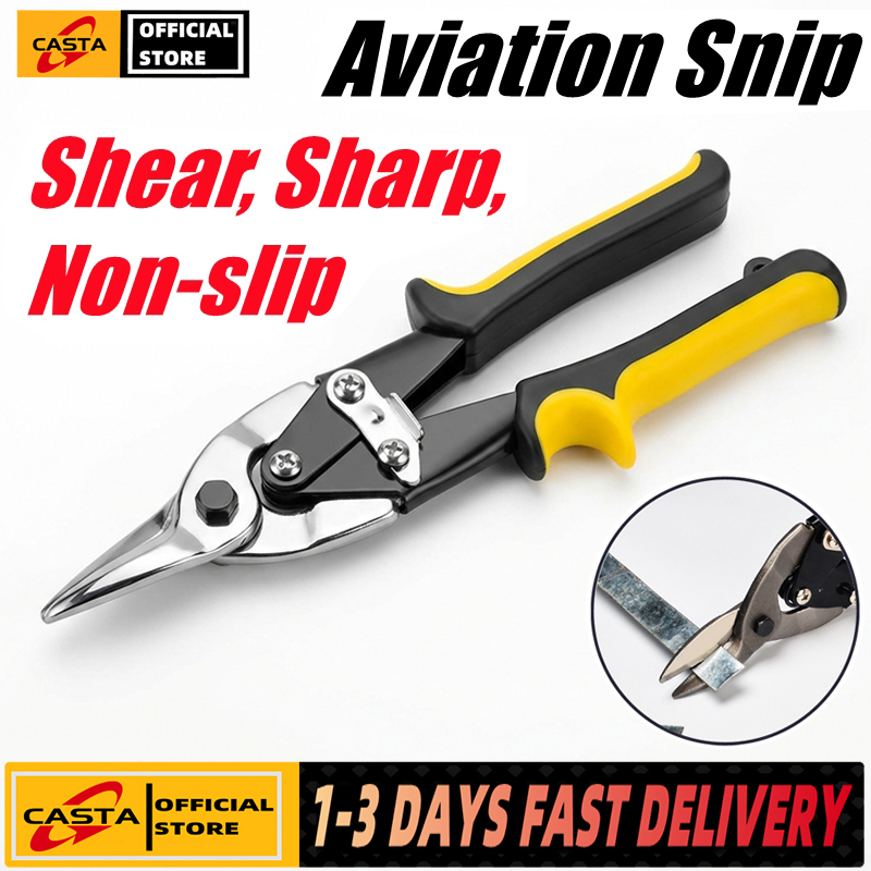 Aviation Scissors Stainless Steel, Wire Mesh, Hardware Cloth Multifunctional Straight Shears Non-Slip Sawtooth Design Easy To Cut