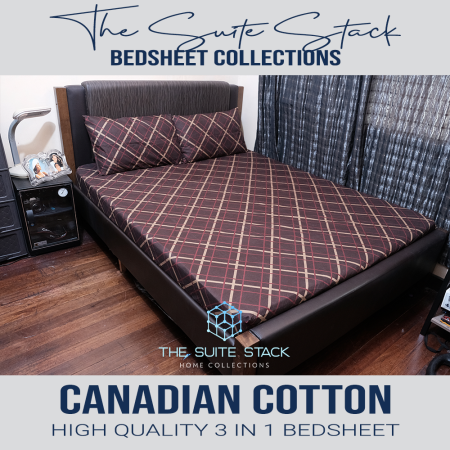 Suite Stack Canadian Cotton Bed Sheets - Checkered Brown Abstract