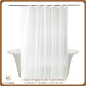 Angbon Premium Fabric Shower Curtain - White Striped, Waterproof