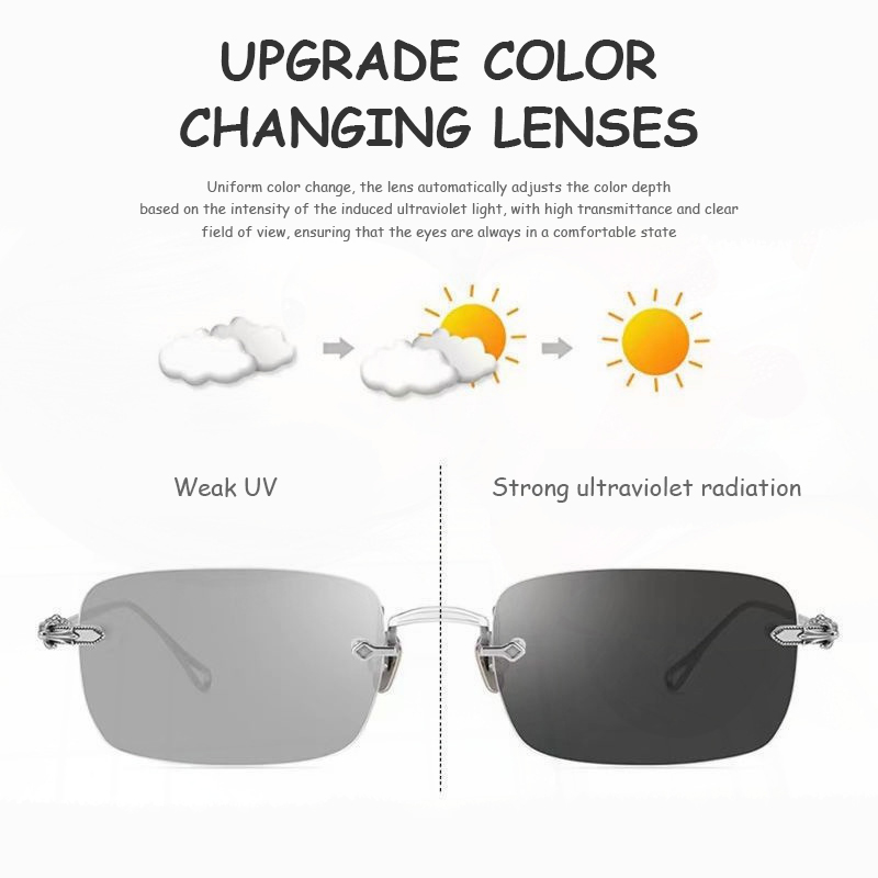 Photochromic Glasses Color Changing Glasses Rimless Glasses