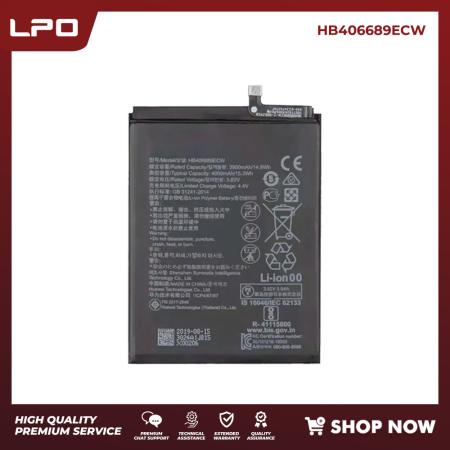 Lpo Cellphone Battery HB406689ECW 4000mAh Compatible for Huawei Y9 2019