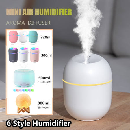 Air Humidifier Purifier with LED Light and Essential Oil Diffuser