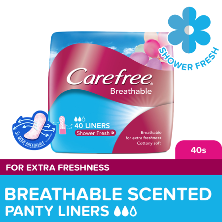 Carefree Breathable Panty Liners - Odor Control, Absorb Discharge