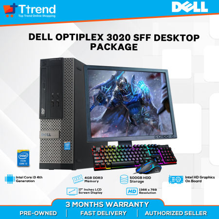 Dell Optiplex 3020 Sff Desktop Package | Intel Core i3 4th Gen / i5 4th Gen, 4GB Ram DDR3, 500GB Hdd | 17 / 19 Square Lcd Monitor | Free Mouse and Keyboard | We also have Laptop, Desktop, Monitor, Gaming PC Preloved | Ttrend