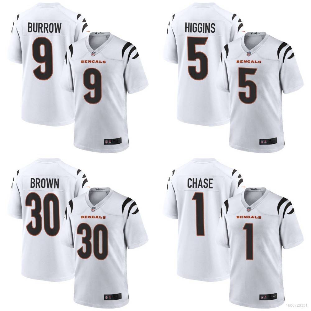 NFL Cincinnati Bengals Game Jersey Chase Higgins Burrow Brown