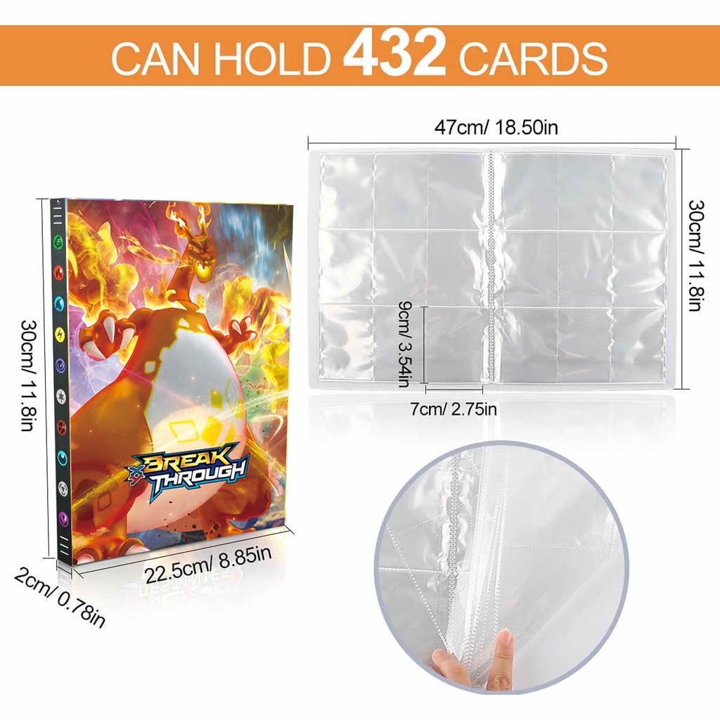 ✨【Direct sales】✨9 Bolsos 432 Cartas Pokemon Album Book anime Jogo De Mapa  Pokémon Cartões De Coleção Pasta De Encadernação Brinquedos Superiores