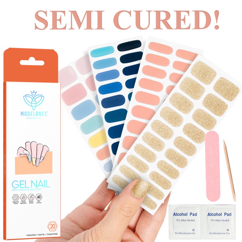  Uvnailz Gel Nail Stickers,Semi Cured Gel Nail Strips