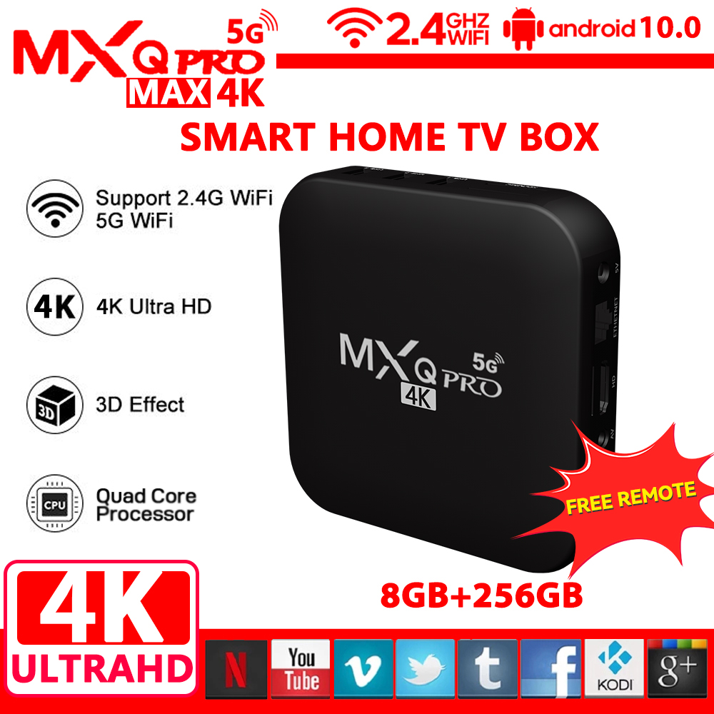 Qpro Android 10.0 Smart TV Box Quad Core 8 GB+128 GB HD Media