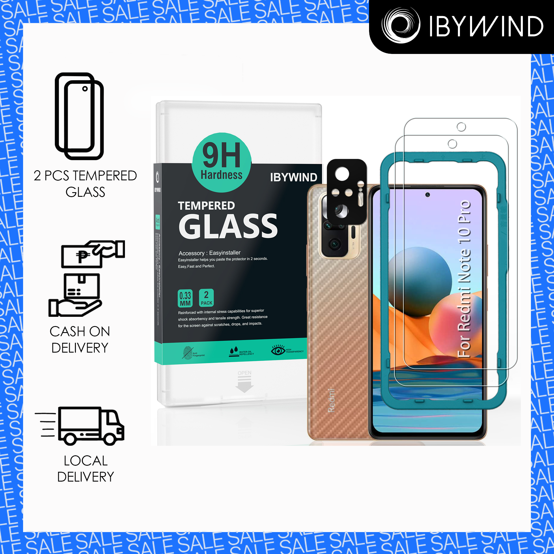 Ibywind Screen Protector For Redmi Note 10 Pro 4G (6.67 Inches) with 2Pcs  Tempered Glass,1Pc Camera Lens Protector,1Pc Backing Carbon Fiber Film