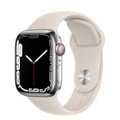 Apple Watch Series 7 GPS+Cellular Stainless Steel Case Sport Band - Regular