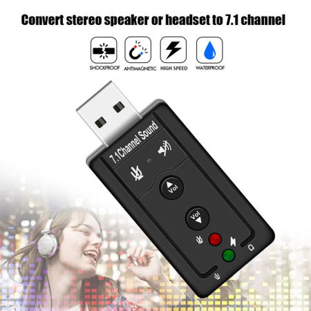 External Sound Card for PC Laptop 7.1 Lightweight Usb Stereo Audio Adapter for Windows XP / 2000 / Vista / 7 3D