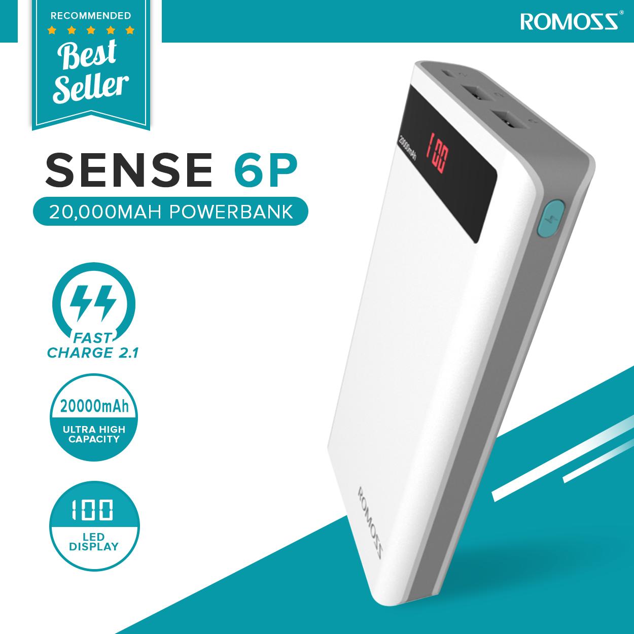 Original Romoss Sense6p Powerbank 20000mah Fast Charging Powerbank