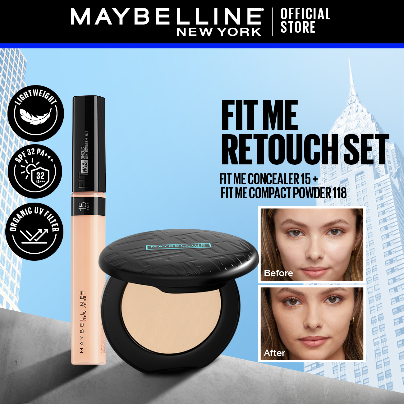 Discount on Maybelline  shoes - SKU:  Fit Me Retouch Set - Fit Me Compact Powder + Fit 