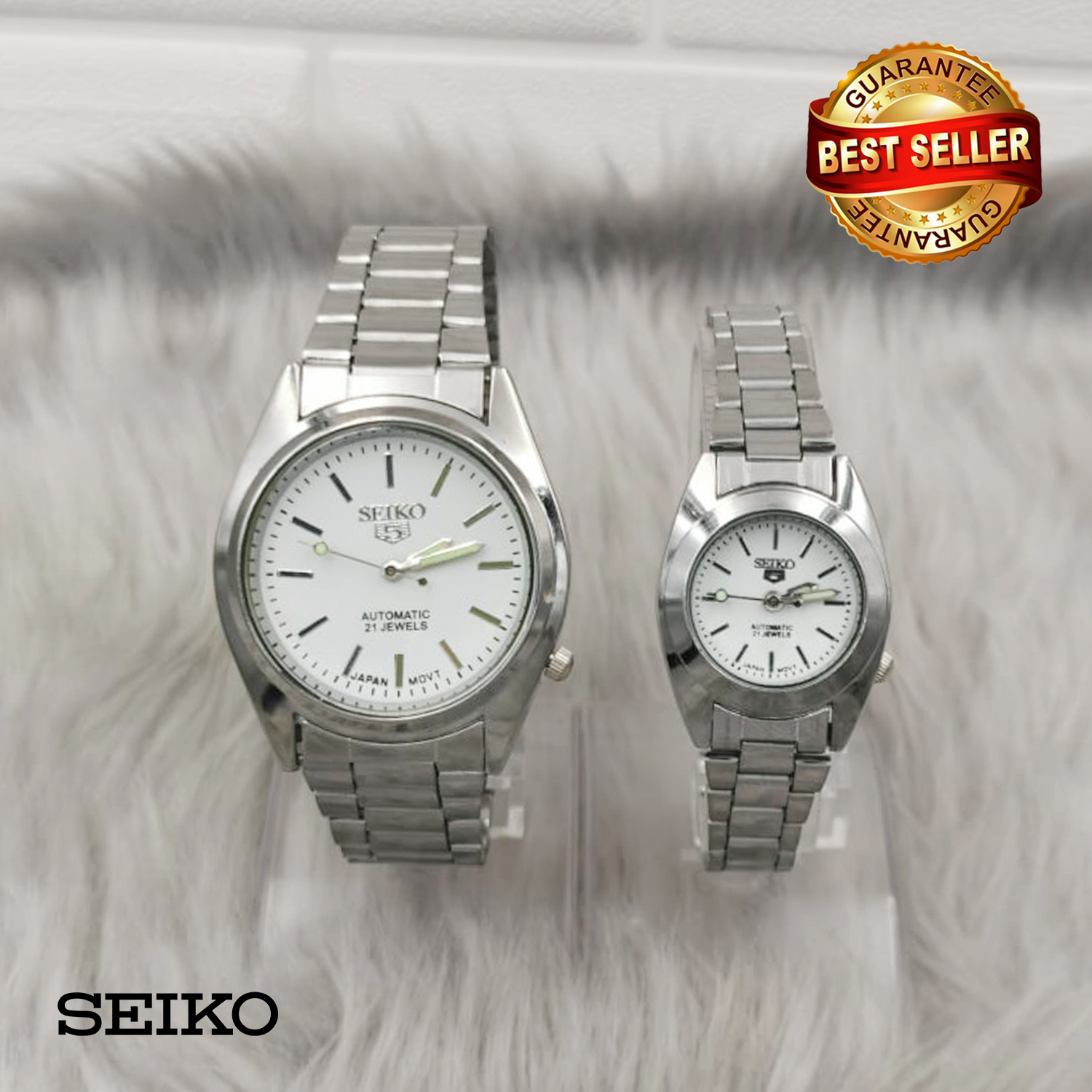 Seiko 5 Automatic 21 Jewels White Dial Silver Stainless Steel Watch for  Couple | Lazada PH