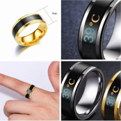 SMART RING: Durable Thermometer Unisex Ring - Stainless Titanium