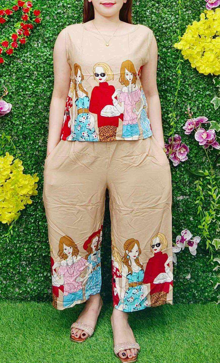 PLUS SIZE PRINTED SLEEVELESS SQUAREPANTS CHALLIS UP TO 3XL - Image 2