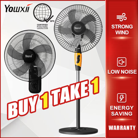 YOWXII Electric Stand Fan - 16-inch Vertical, Three-Speed Adjustment