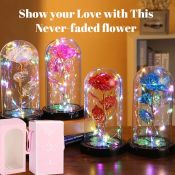 Led Enchanted Galaxy Rose Eternal 24K Gold Foil Flower With Fairy String Light