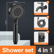 4-in-1 Black Shower Set with Faucet and Hose