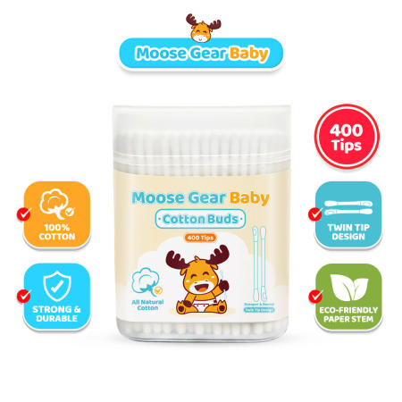 Moose Gear Baby Cotton Buds, 400 Tips, Gentle Care