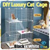 Luxury Cat Cage with Ladder and Doors - Easy Assembly