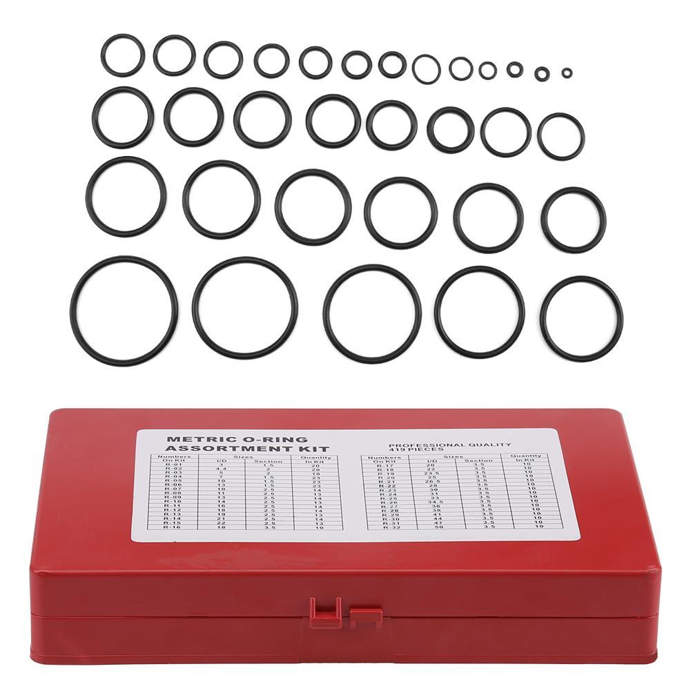 HFS (R) 419 pcs Universal O-Ring Assortment Set Metric Kit Automotive Seal  Rubber Gasket