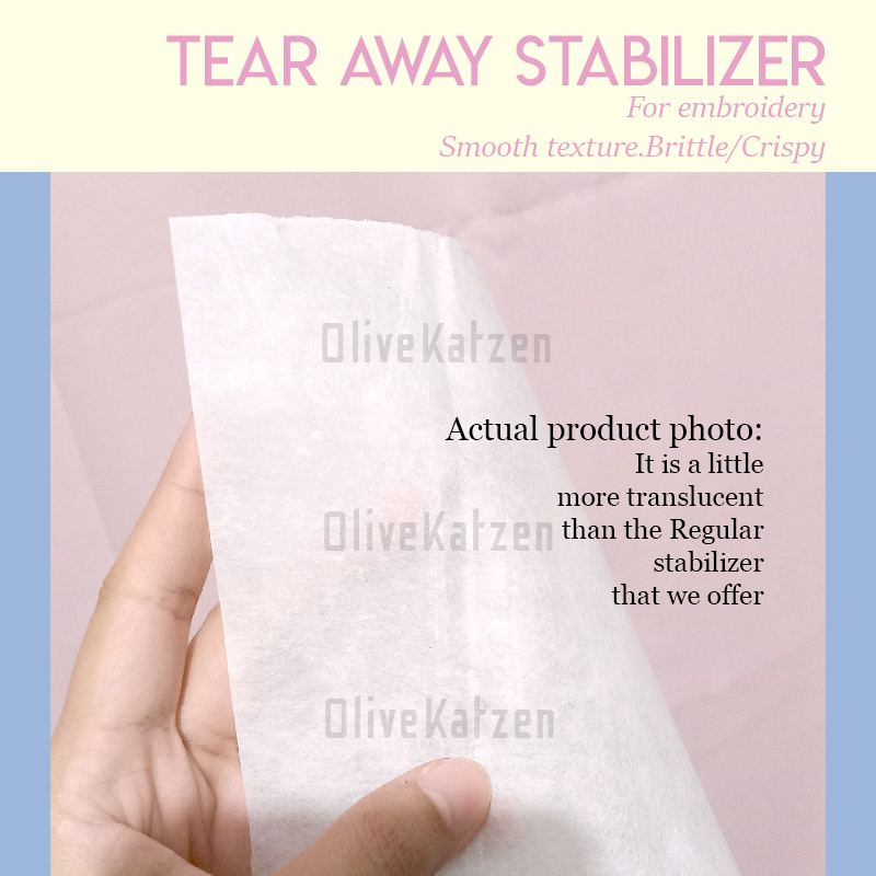 Embroidery Stabilizer Tear Away Crispy/Brittle Texture Easy Tear Embroidery  Backing OliveKatzen