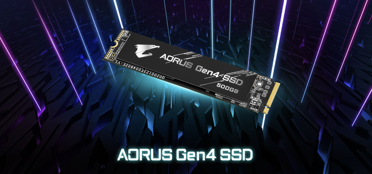 GIGABYTE AORUS Nvme Gen4 M.2 500GB PCI-Express 4.0 Interface High Performance Gaming, 3D TLC NAND Flash, External DDR Cache Buffer, SSD GP-AG4500G
