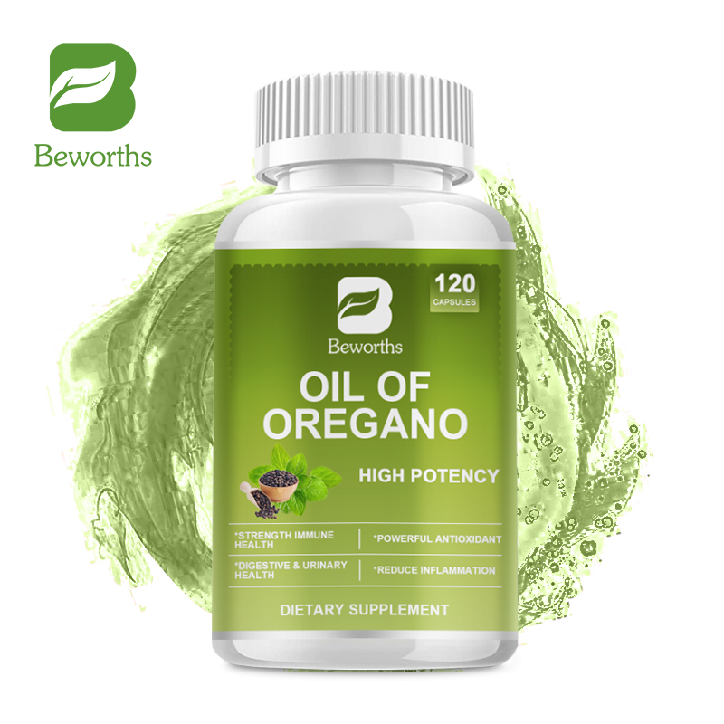 BEWORTHS Dầu Oregano Viên 400mg với Tỏi Chiết xuất lá ô liu Dầu hạt đen cho sức khỏe miễn dịch Chất chống oxy hóa mạnh mẽ Giảm viêm Sức khỏe tiêu hóa & tiết niệu Hỗ trợ miễn dịch