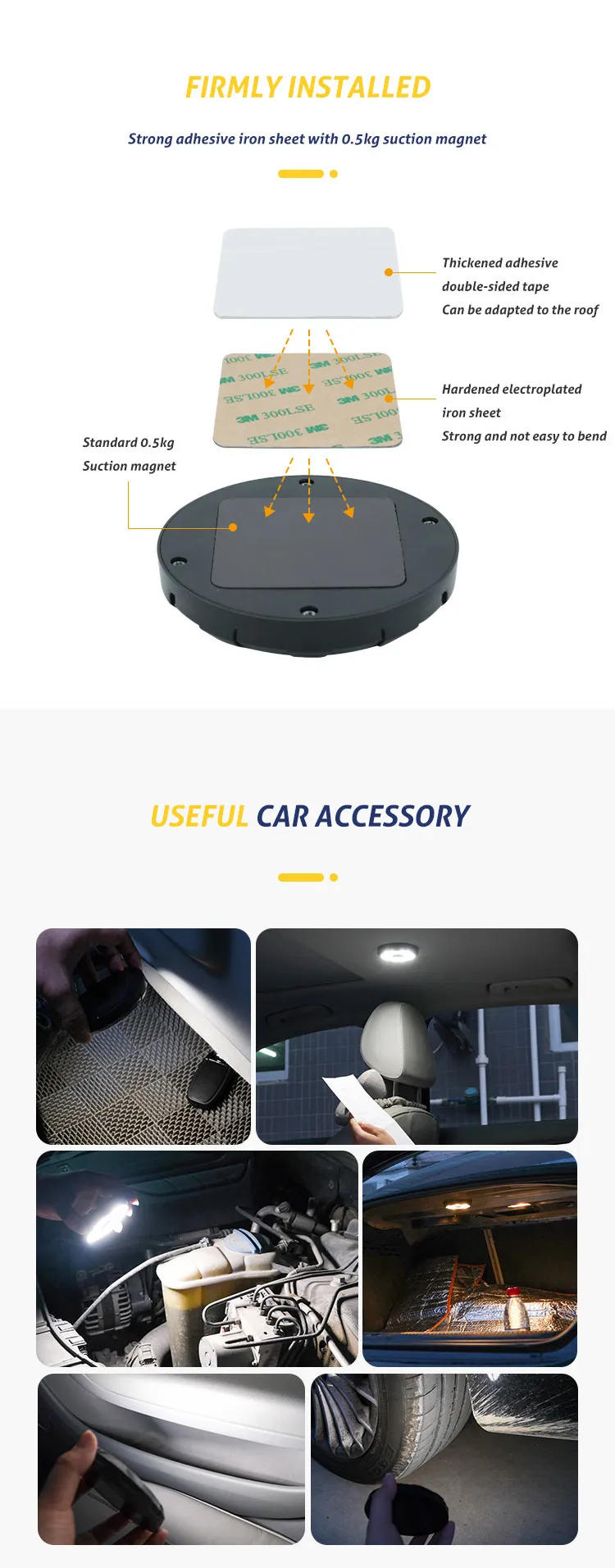 Automotive Accessories Interior Car Lights Y1201 Magnetic Car Ceiling Light  Reading LED Gadgets Portable Rechargeable