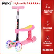 YOWXII 2-in-1 Foldable Kids Scooter with Flash Light Wheels