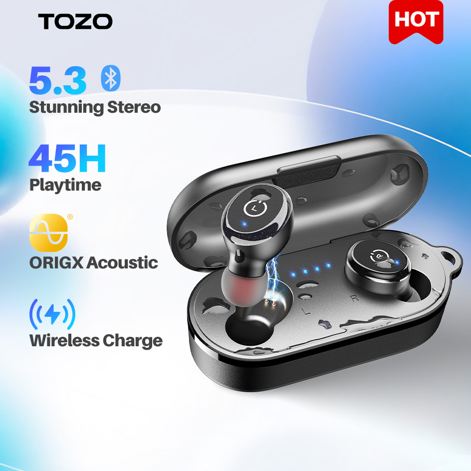 T10 Wireless Earbuds Bluetooth 5.3 Headphones, App Customize EQ, Ergonomic  Design, 55H Playtime, Wireless Charging Case, IPX8 Waterproof Powerful