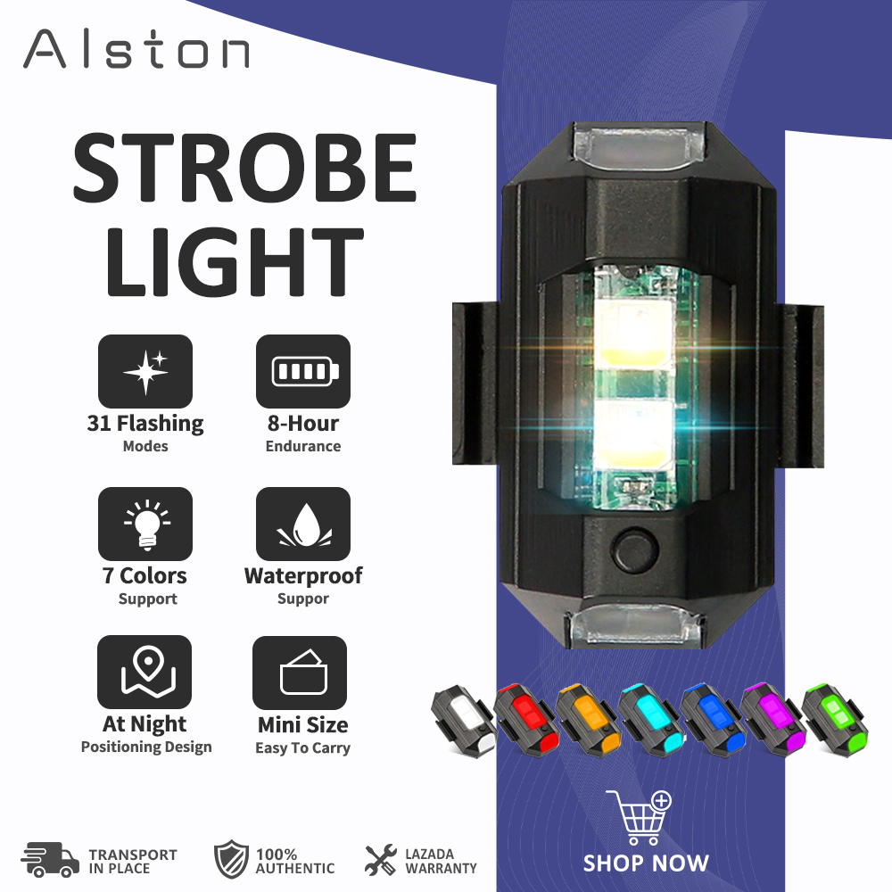 Alston 9LED Colors Strobe Light Remote Control, Super Waterproof,  Underwater Flash Drone Strobe Light, Car Strobe Light, Bicycle Strobe Light  Type C Rechargeable Bicycle Motorcycle Modified Car Flashing Light Lazada  PH