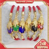 24k Gold Wealth Bracelet with Red String, Piyao Money Capturer