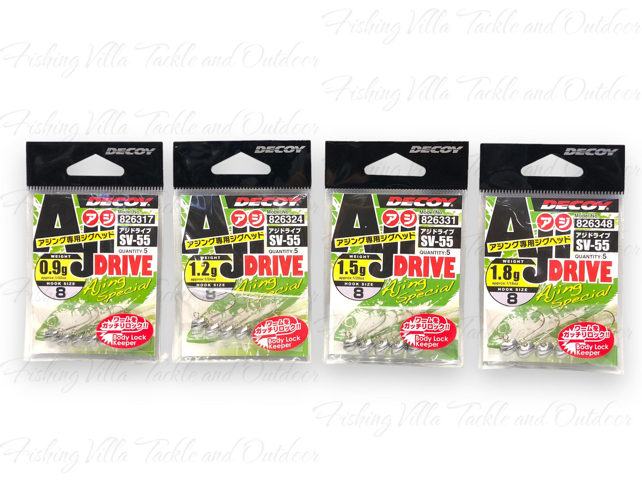 Hameçons Decoy SV-55 Jig Head Aji Drive – Taille 8, 1.8g, Lot De 5 – Argent