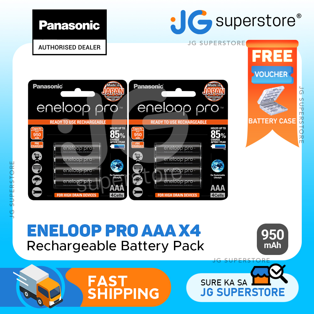 Panasonic Eneloop Pro BK 3HCCE 4BT AA Rechargeable Battery Pack of 4  (Black) x2, JG Superstore