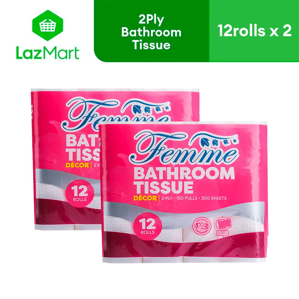 Femme Decor Bathroom Tissue 2 ply - 12 Rolls x 1 Pack