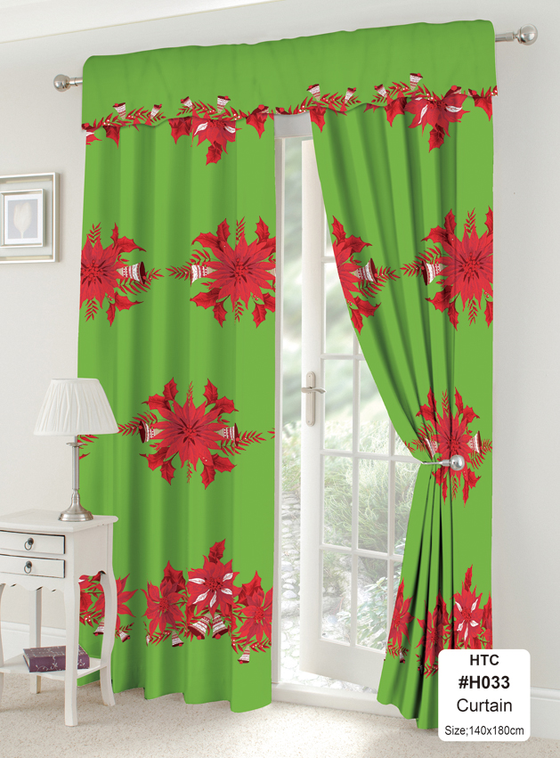 Green Christmas Curtains For Window Maple Leaf Door Room Home ...