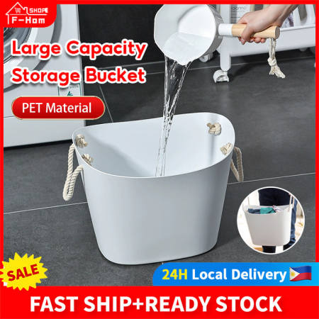 Multi-purpose Bucket Laundry Basket Bucket Plastic Laundry Basket Flexible Tub Bucket with Rope Handle Tub Bucket with water dipper bundle Plastic Tub Basket Pale Bucket for Water Hamper Laundry Basket