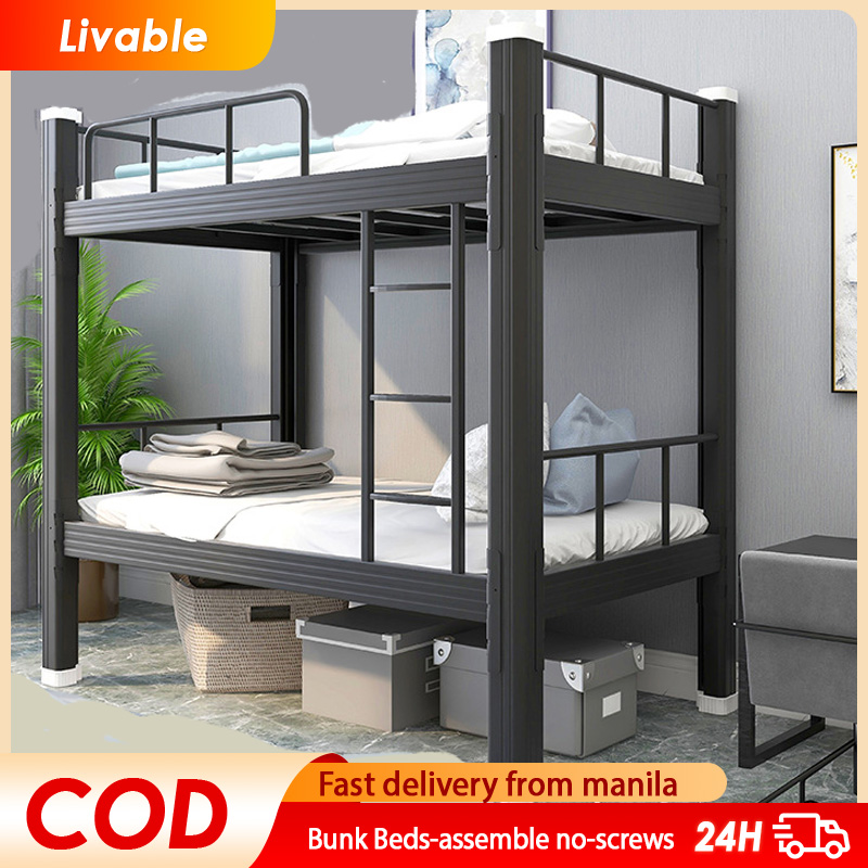 Heavy Duty Double Deck Bed with Stairs - 