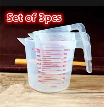 Plastic Measuring Cups set of 3 With Handle Grip, Bpa-free , Microwave & Dishwasher  Safe, 250ml, 500ml, 1000ml -  Hong Kong